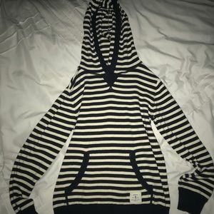 Blue and white striped hoodie